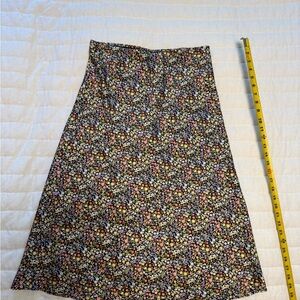 LOFT Multicolor Floral A-Line Skirt